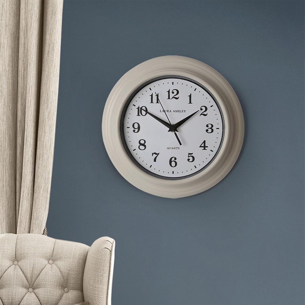 Newgale Small Kitchen Wall Clock 115780 by Laura Ashley in Dove Grey